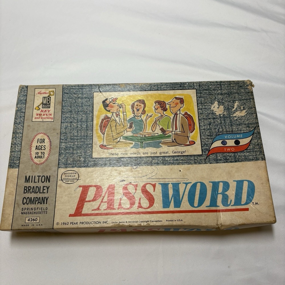 Vintage 1962 PASSWORD Game by Milton Bradley Retro Complete Mid Century‎